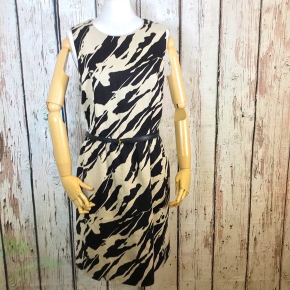 Michael Kors Dresses & Skirts - Michael Kors Linen Zebra Sleeveless Dress w/ Belt Size 12 EUC